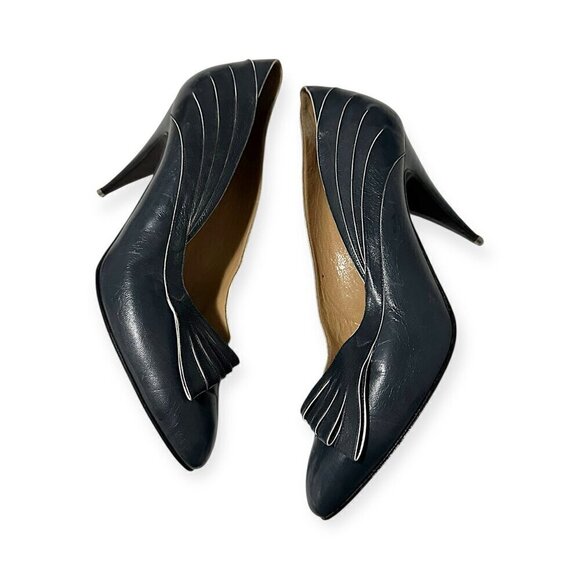 Vintage Maud Frizon Dark Gray Pumps with Bow, Size 40.5 EU - Picture 5 of 15